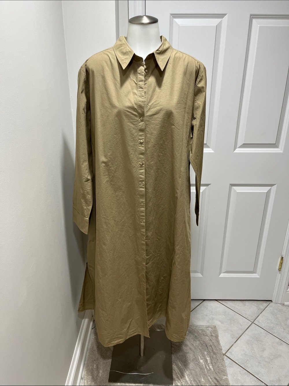 Massimo Dutti shirt dress in khaki beige. Sz XL